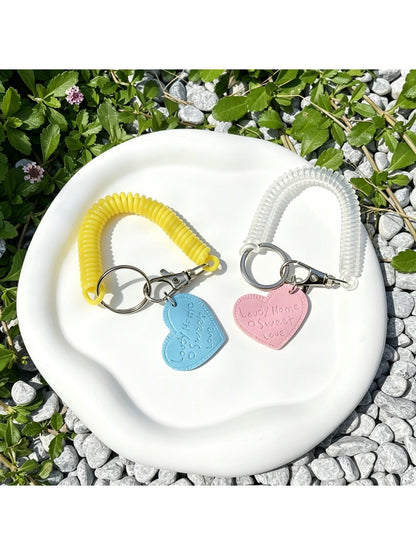 Keypus - Acrylic Spring Cord Heart and Star Keychain