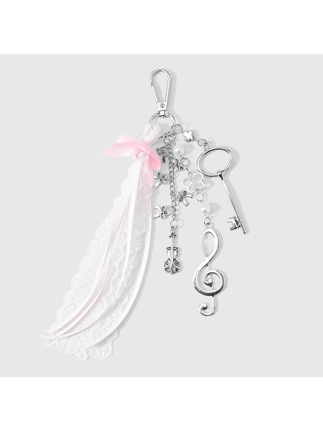 Keypus - Lace Bow Ribbon Charm Decorative Keychain