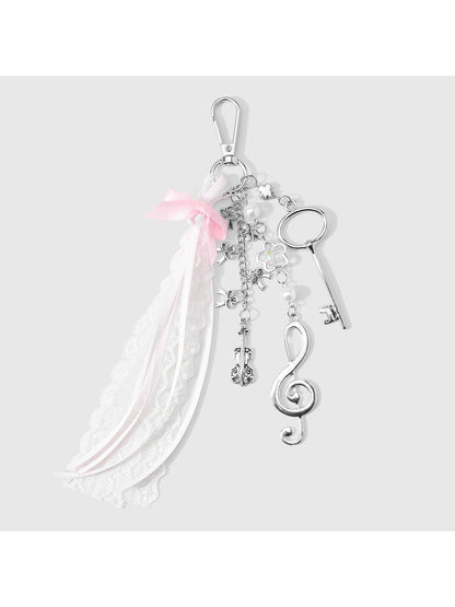 Keypus - Lace Bow Ribbon Charm Decorative Keychain