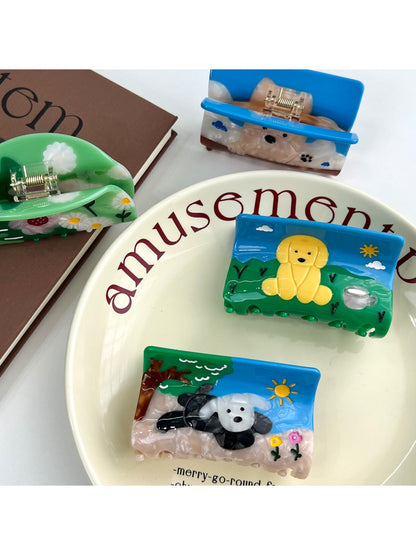 Beau - Oil Painting Style Cartoon Hair Clip