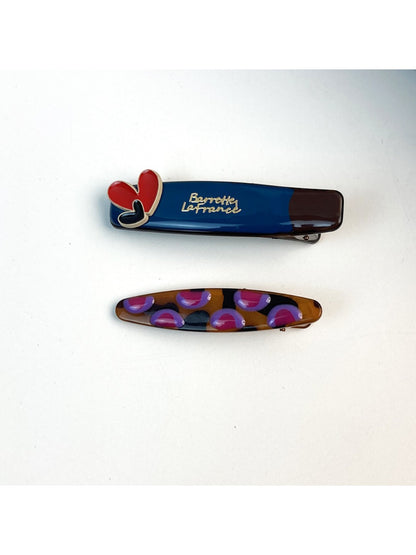 Beau - Heart Print Pattern Hair Clip Set