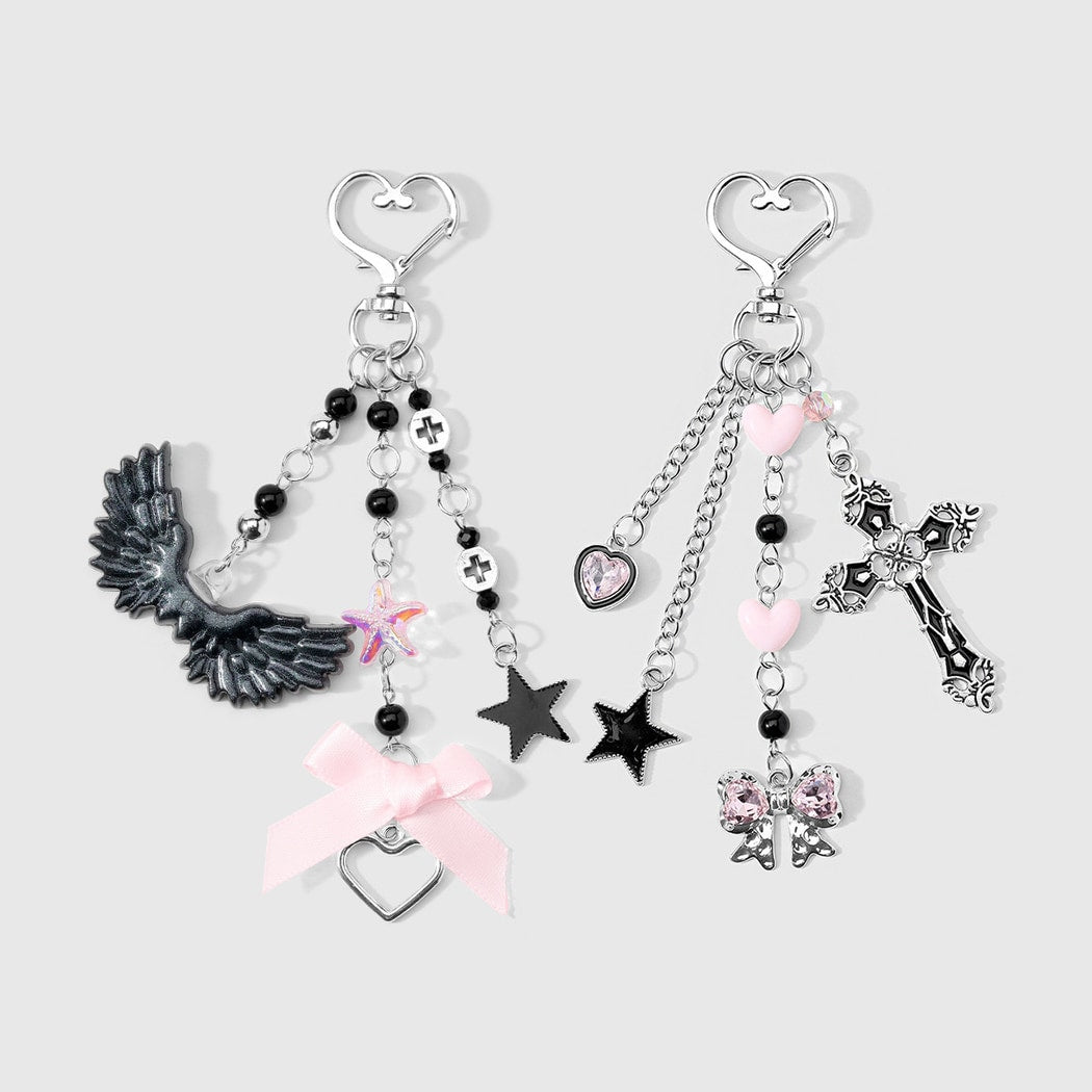 Keypus - Y2K Dark Style Cross Wing Keychain