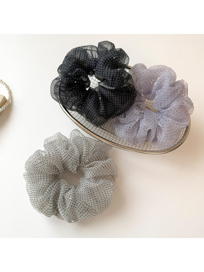 Gifty - Polka Dot Mesh Ruffled Ponytail Scrunchie