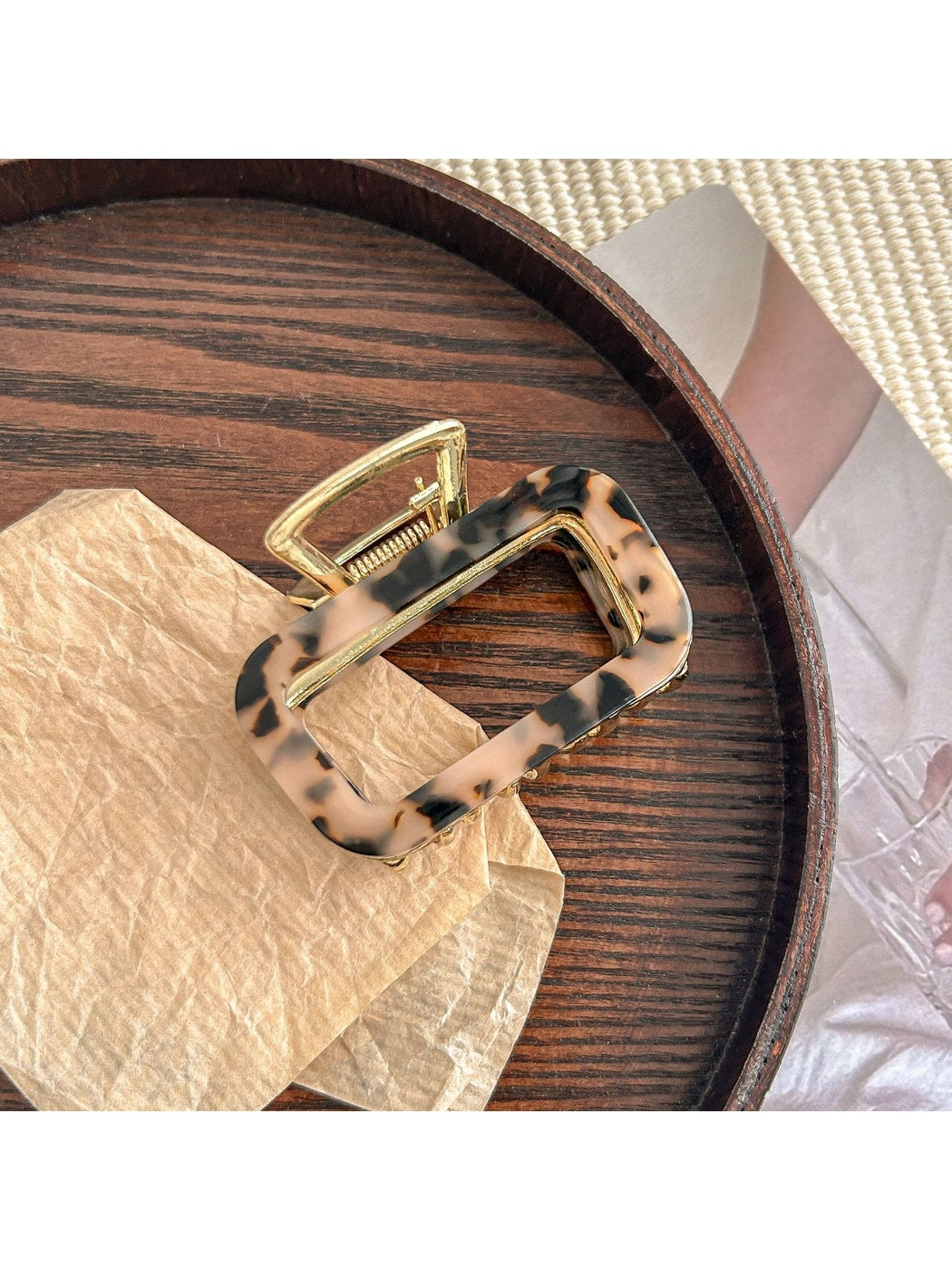 Beau - Square Hollow Acetate Alloy Claw Clip