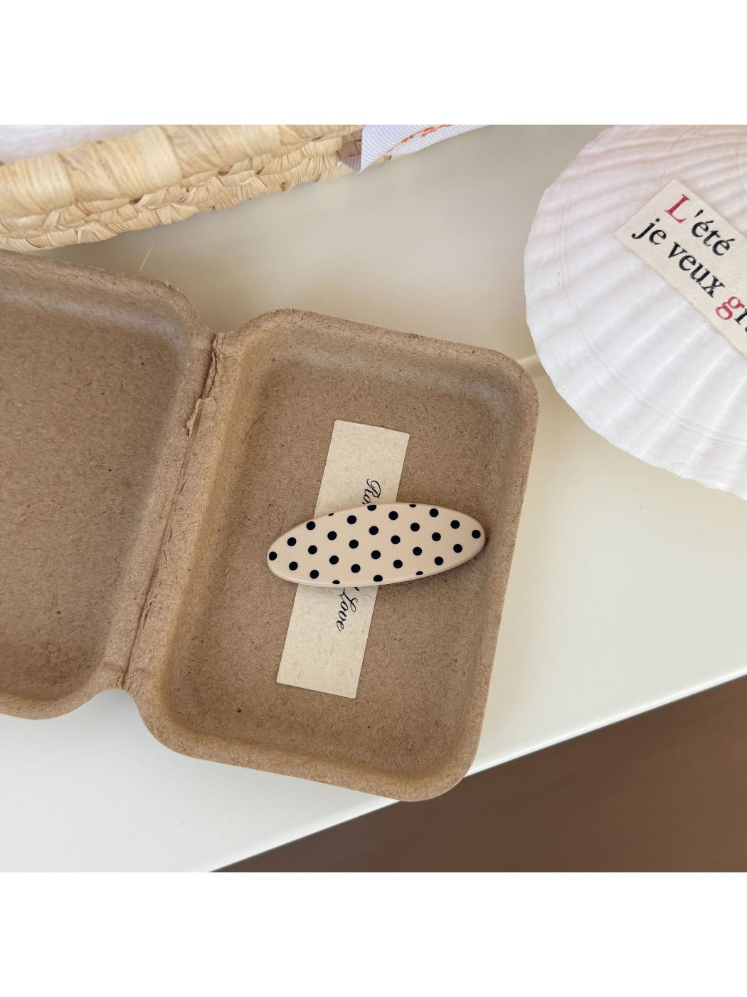 Beau - Oval Polka Dot Acetate Fiber Hair Clip