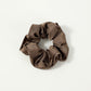 Gifty - Solid Color Satin Scrunchie with Ruffle Detail