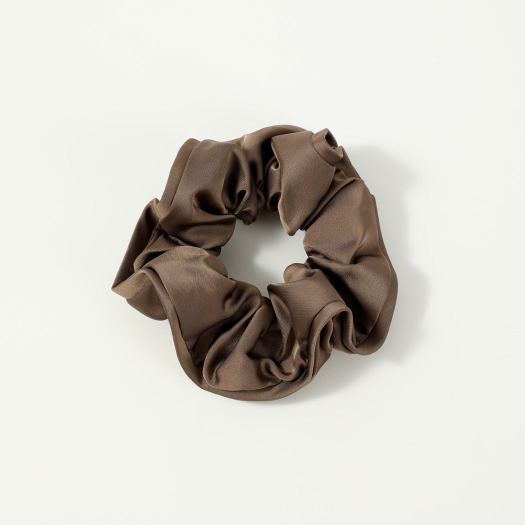 Gifty - Solid Color Satin Scrunchie with Ruffle Detail
