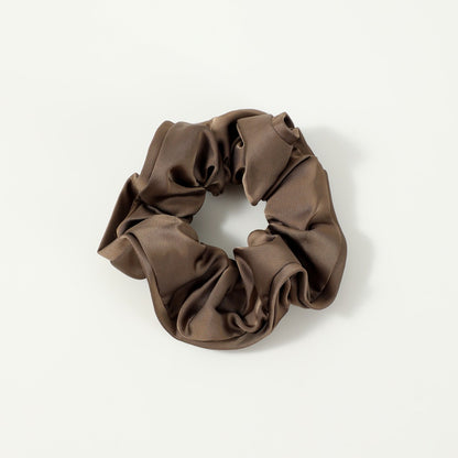 Gifty - Solid Color Satin Scrunchie with Ruffle Detail