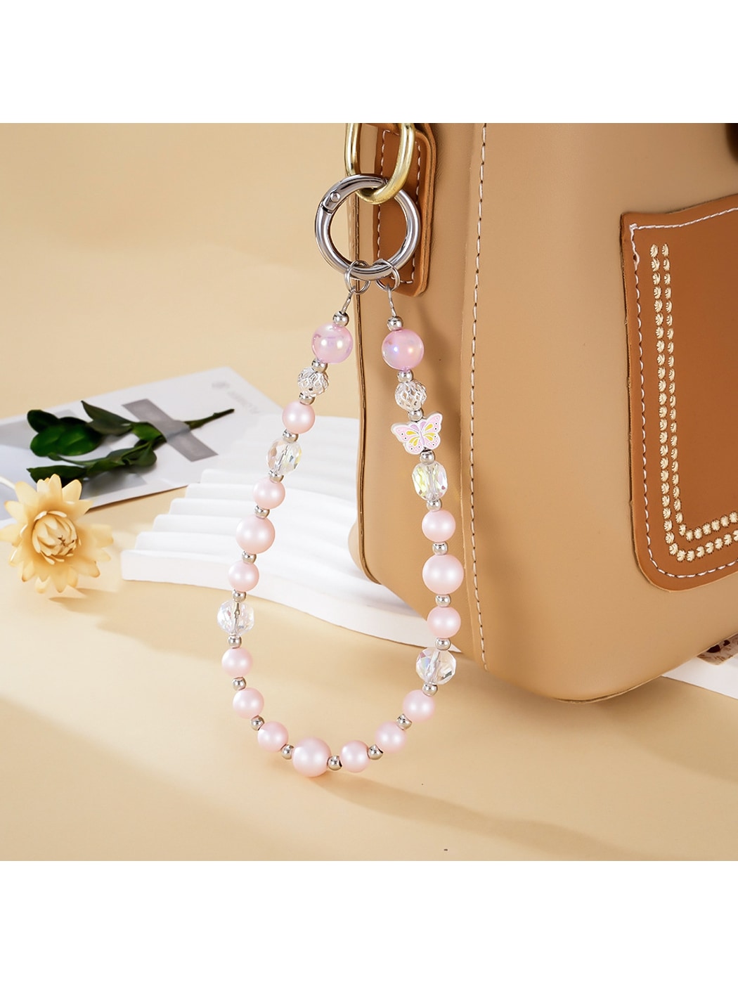 Keypus - Butterfly Beaded Phone Charm Keychain