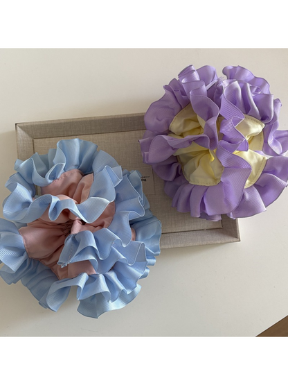 Gifty - Ruffled Lace Trim Double Layer Scrunchie
