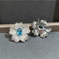 Earedge - Floral Synthetic Zircon Plated Alloy Stud Earrings
