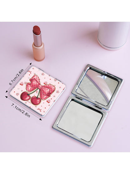 Mirroray - Minimalist Square Cherry Pattern Compact Mirror