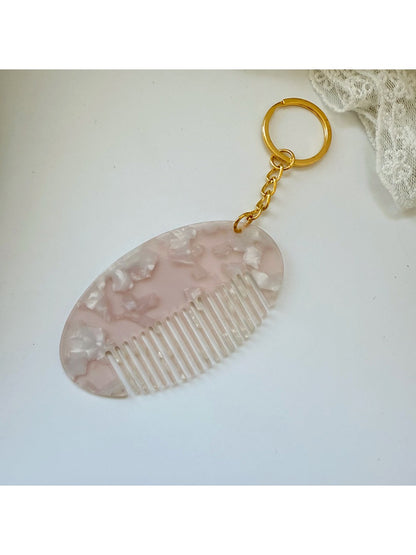 Keypus - Oval Leopard Print Comb Keychain