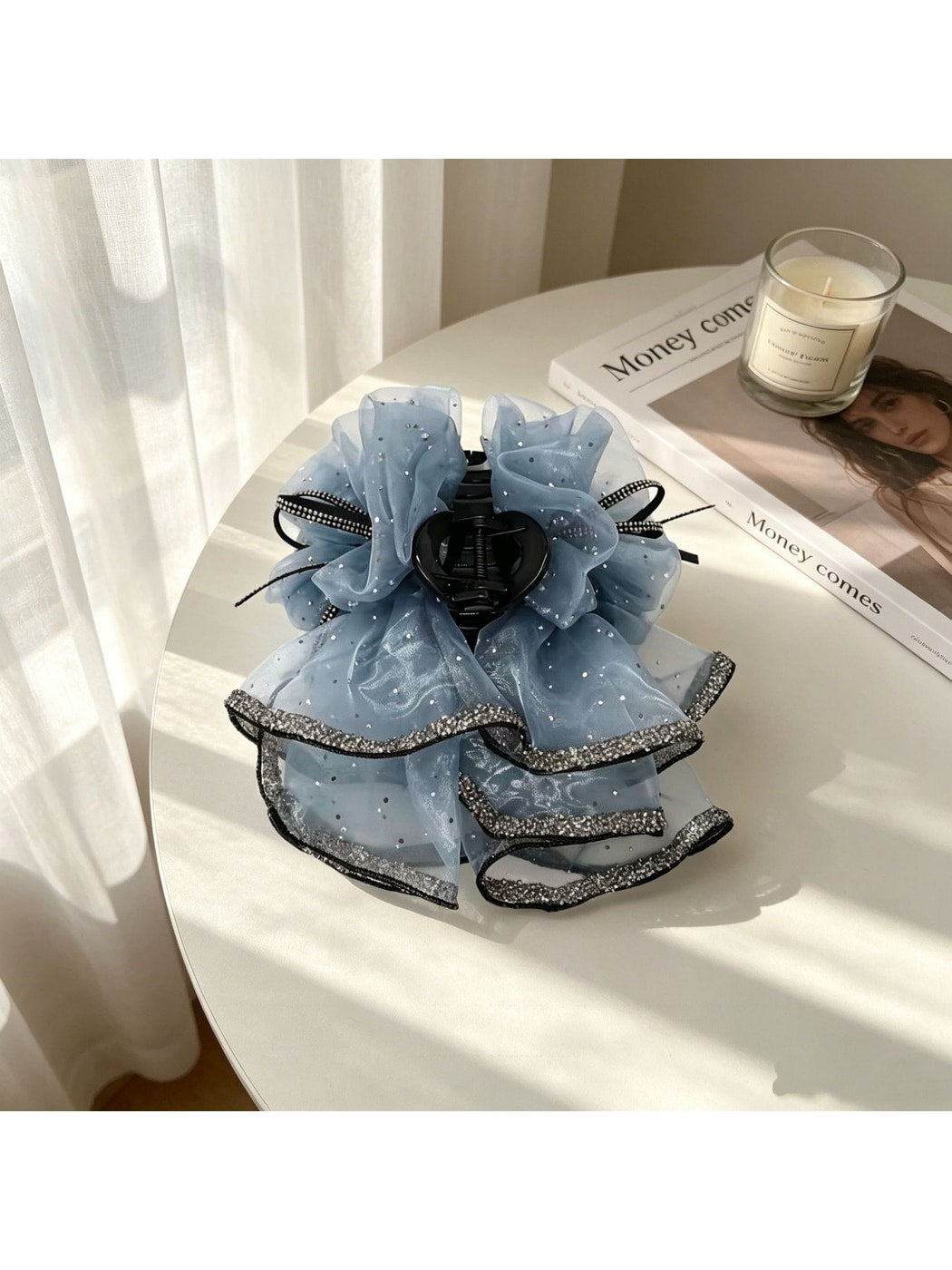 Beau - Layered Mesh Bow Decorative Fashion Claw Clip
