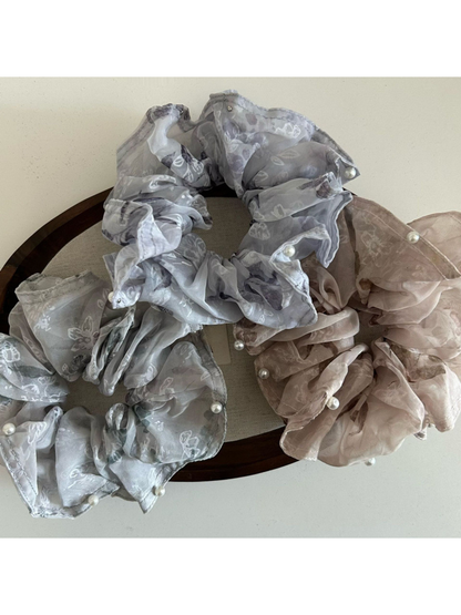 Gifty - Polyester Beaded Organza Oversized Scrunchie