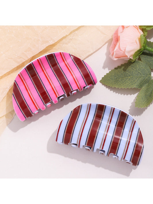 Beau - Blue Brown Stripes Claw Clip