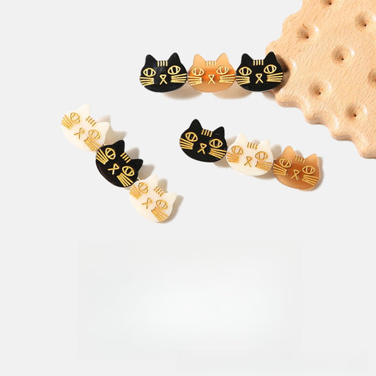 Beau - Cute Acetate Cat Face Side Barrette