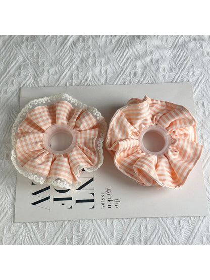 Gifty - Checkered Lace Edge Decorative Scrunchie