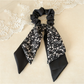 Gifty - Floral Ribbon Tail Layered Bow Scrunchie
