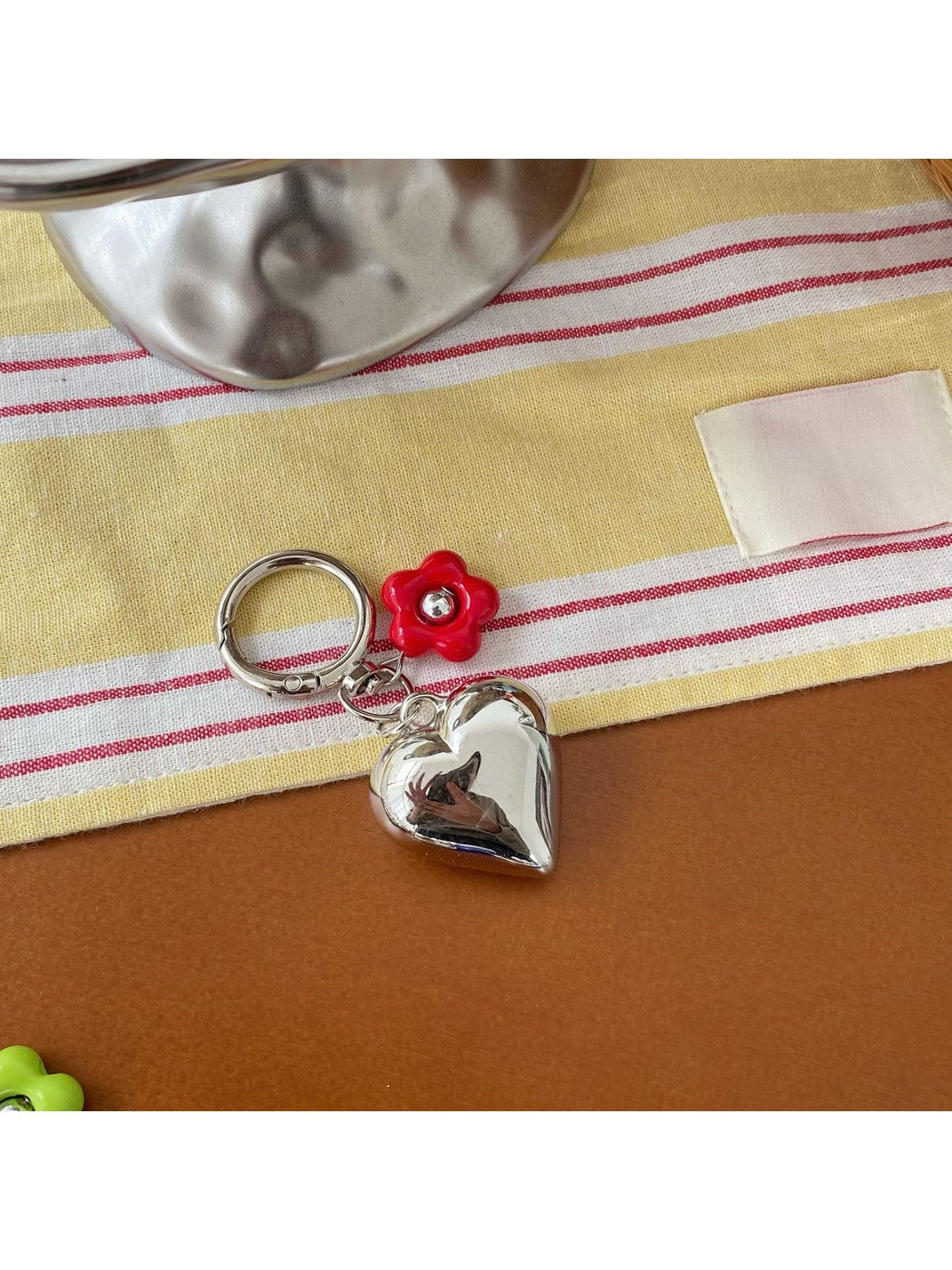 Keypus - Alloy Heart and Flower Bag Hanging Keychain