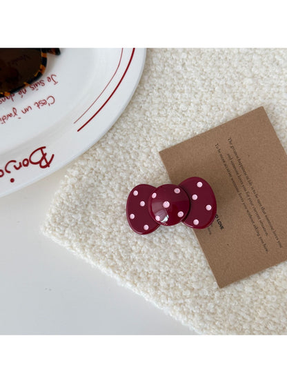 Beau - Retro Polka Dot Bow Duckbill Hair Clip