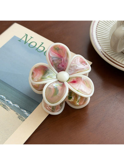 Beau - Five Petal Floral Plastic Hair Claw Clip