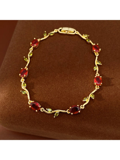 Lovra - Alloy Oval Flower Synthetic Zircon Bracelet
