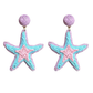 Earedge woven raffia starfish earrings shown with earring backs visible