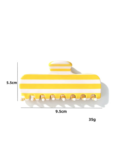 Beau - Rounded Striped Acetate Hair Claw Clip