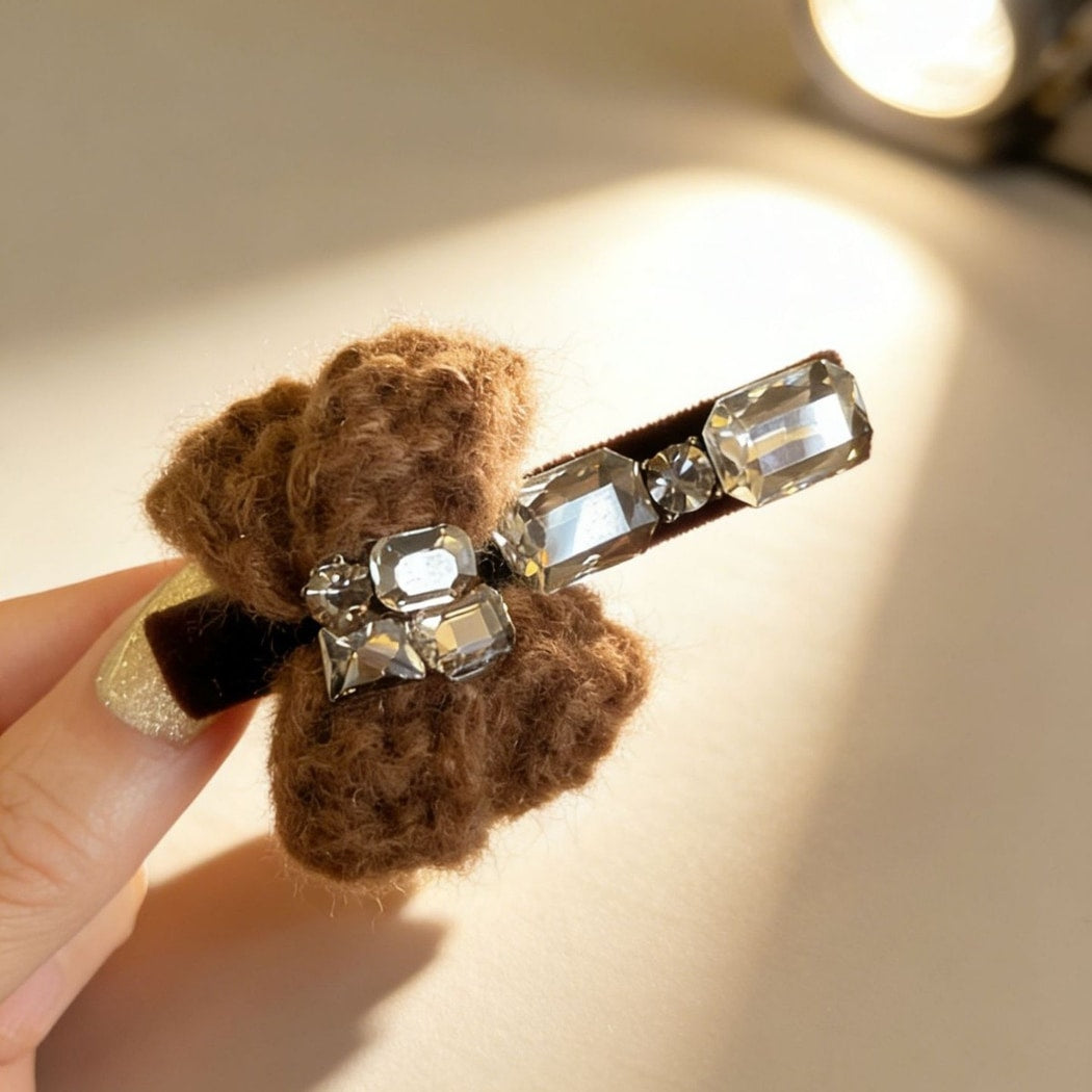 Beau - Cute Brown Bow Accent Side Barrette
