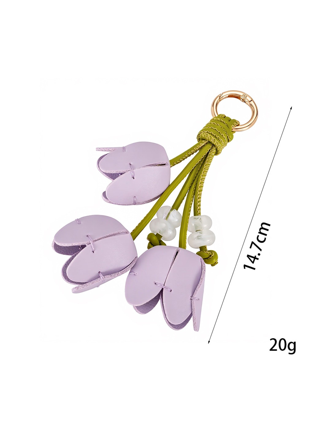 Keypus - Faux Leather Tulip Flower Bag Charm Keychain
