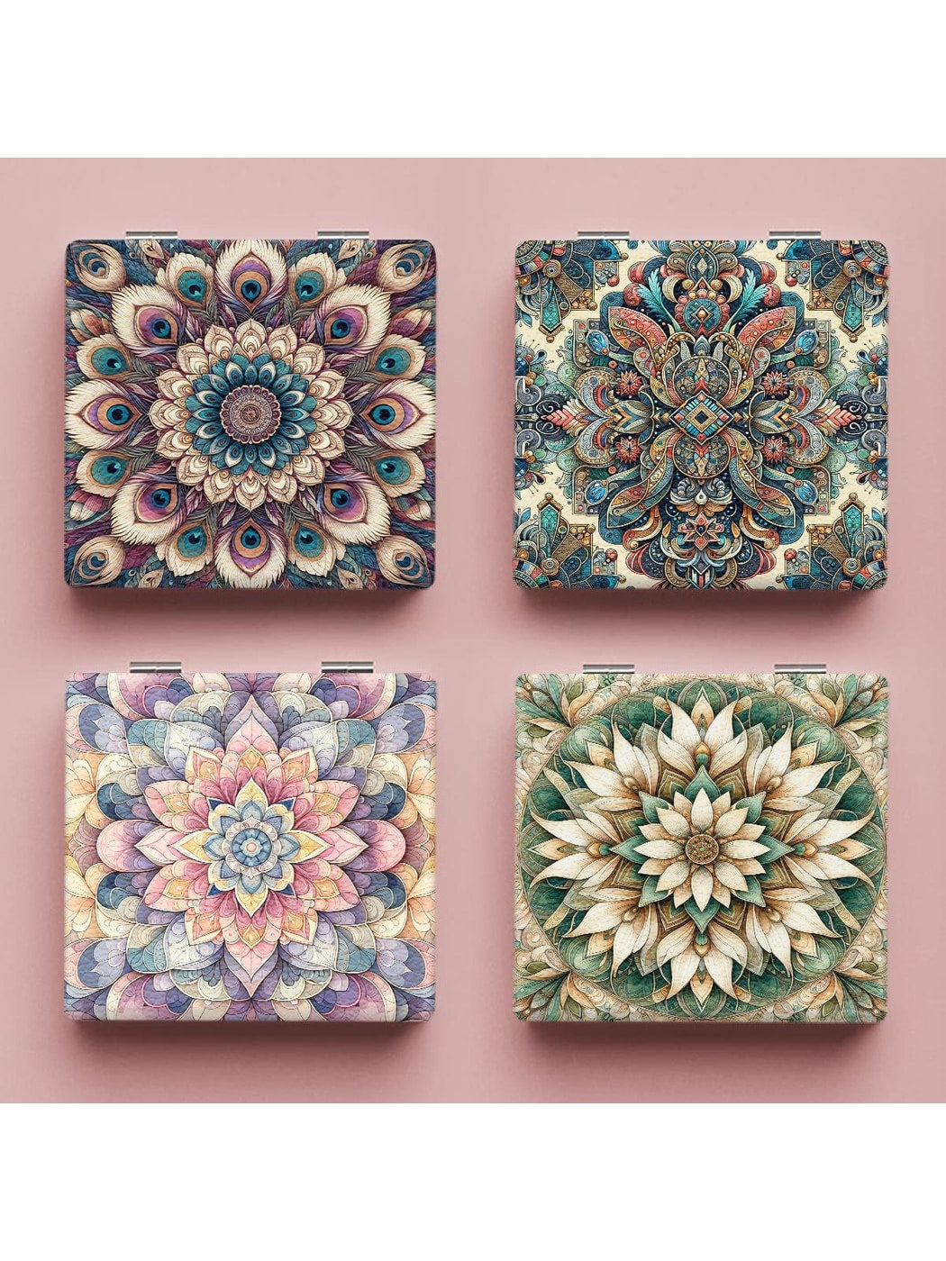Mirroray - Floral Print Foldable PU Glass Mirror