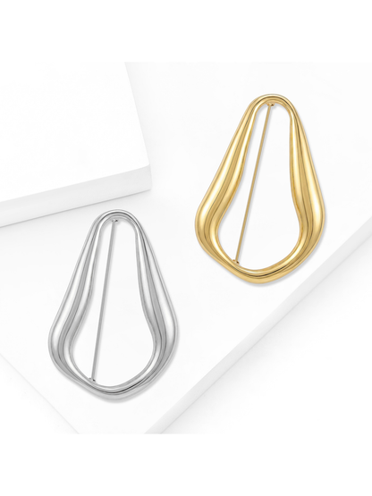 Brovia - Geometric Polished Ring Shape Brooch