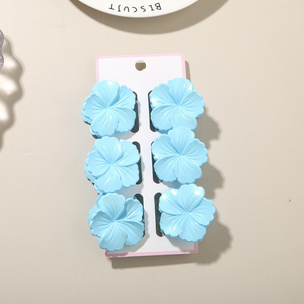 Beau - Glossy Floral Plastic Alloy Claw Clip Set