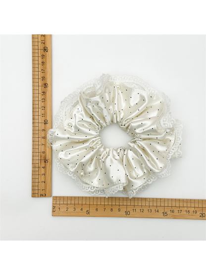 Gifty - Double Layer Dotted Lace Trim Scrunchie