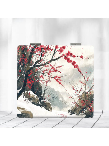 Mirroray - Retro Floral Print Folding Makeup Mirror