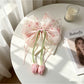 Beau - Tulip Bow Ribbon Ponytail Floral Hair Clip