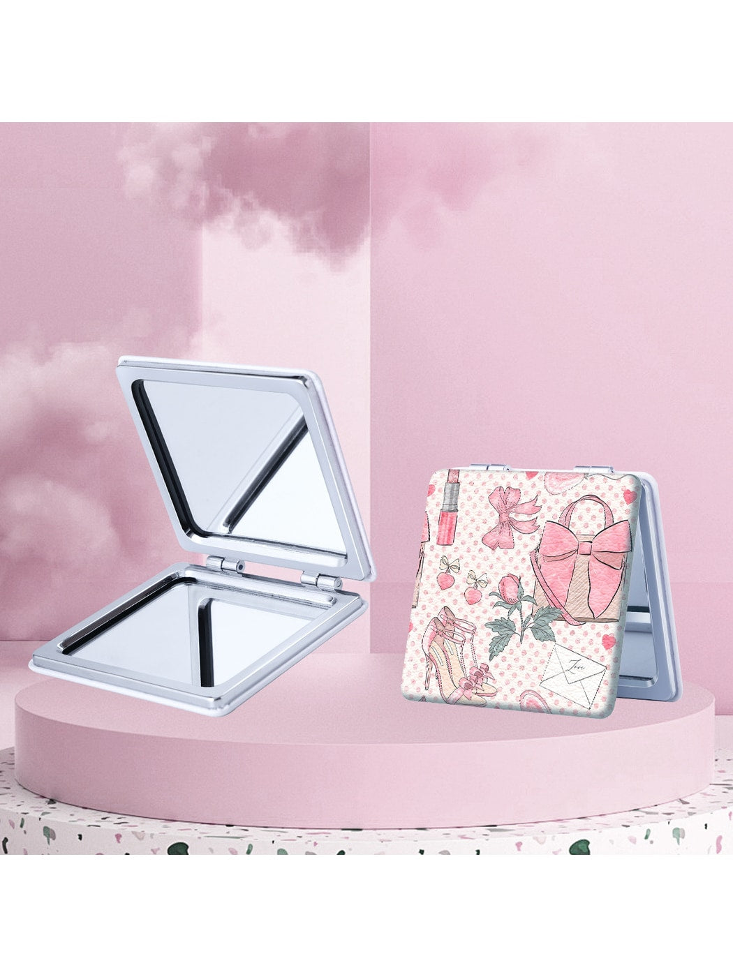Mirroray - Cartoon Print Foldable Portable Makeup Mirror