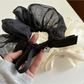 Gifty - Polyester Bow Heart Pendant Hair Scrunchie
