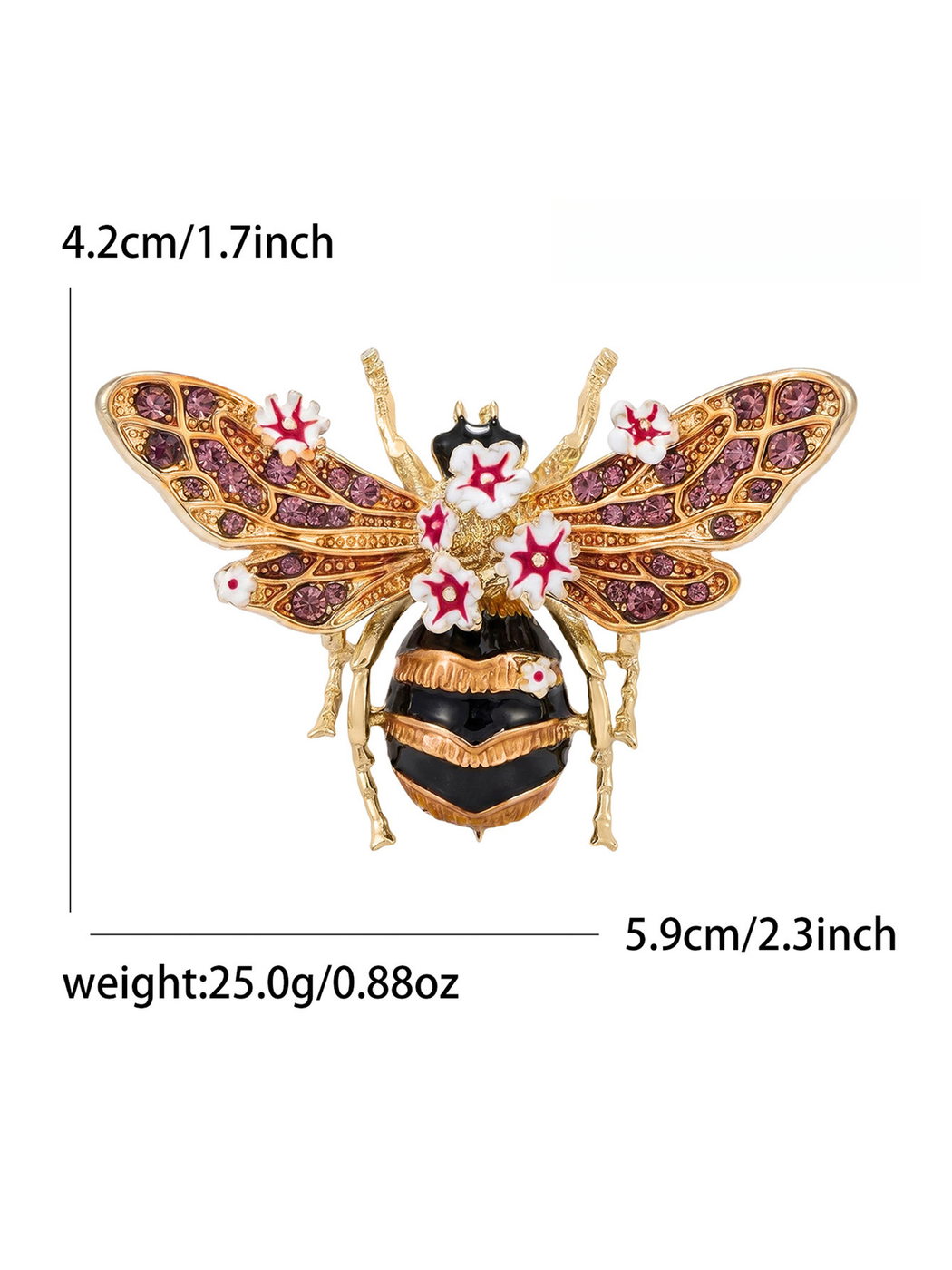 Brovia - Textured Enamel Bee Accent Brooch