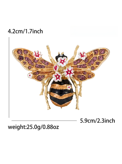 Brovia - Textured Enamel Bee Accent Brooch