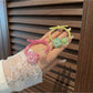 Gifty - Smiley Face Plaid Printed Ponytail Hair Tie