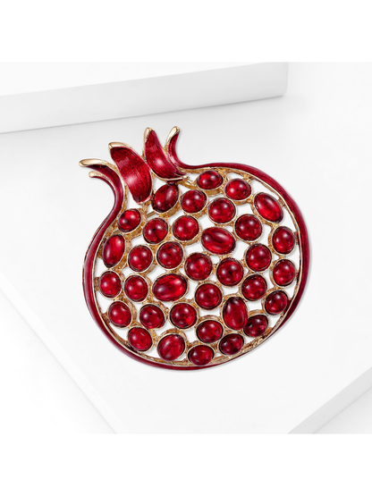 Brovia - Pomegranate Fruit Accent Alloy Brooch