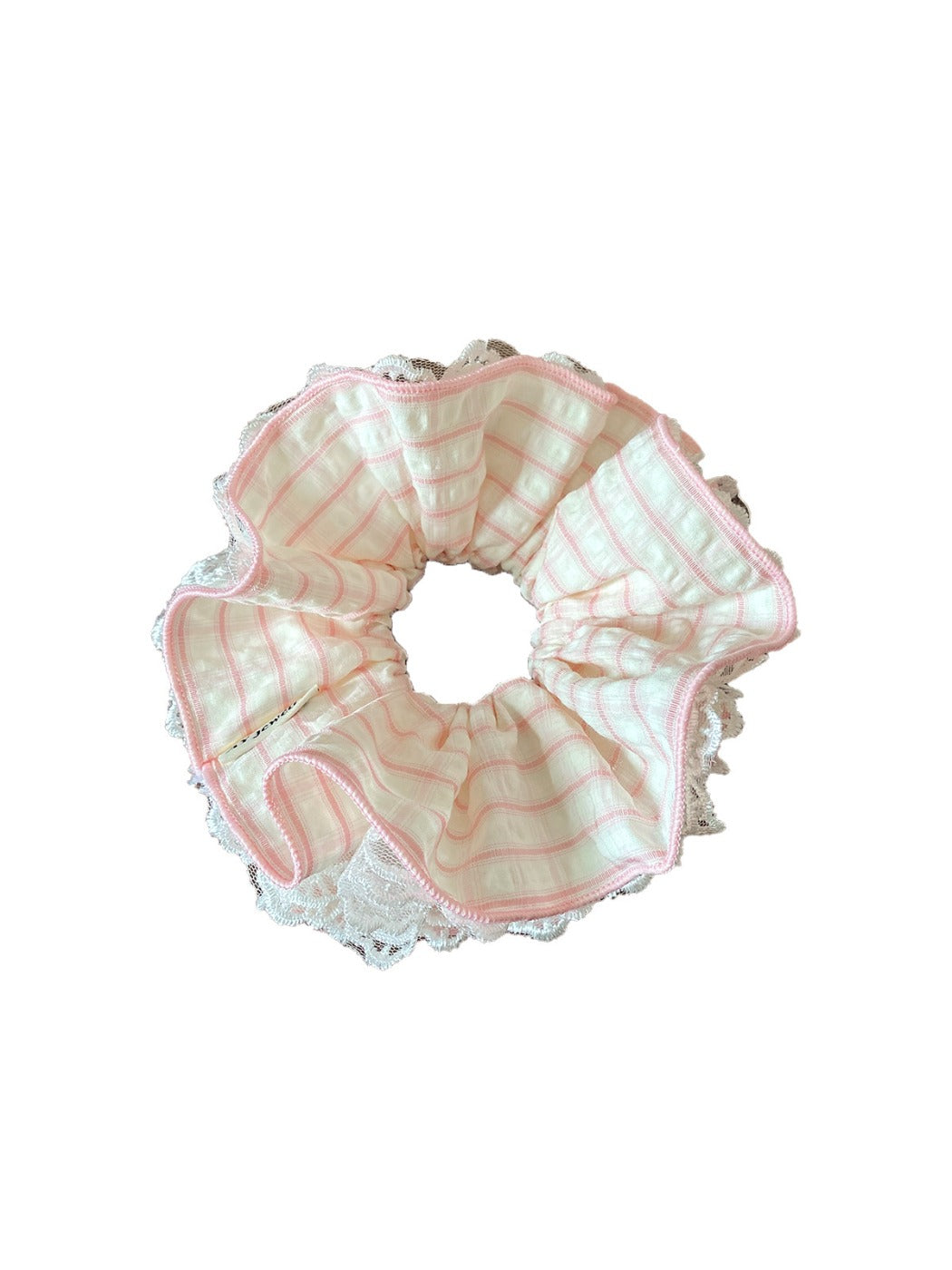 Gifty - Gingham Lace Trim Scrunchie