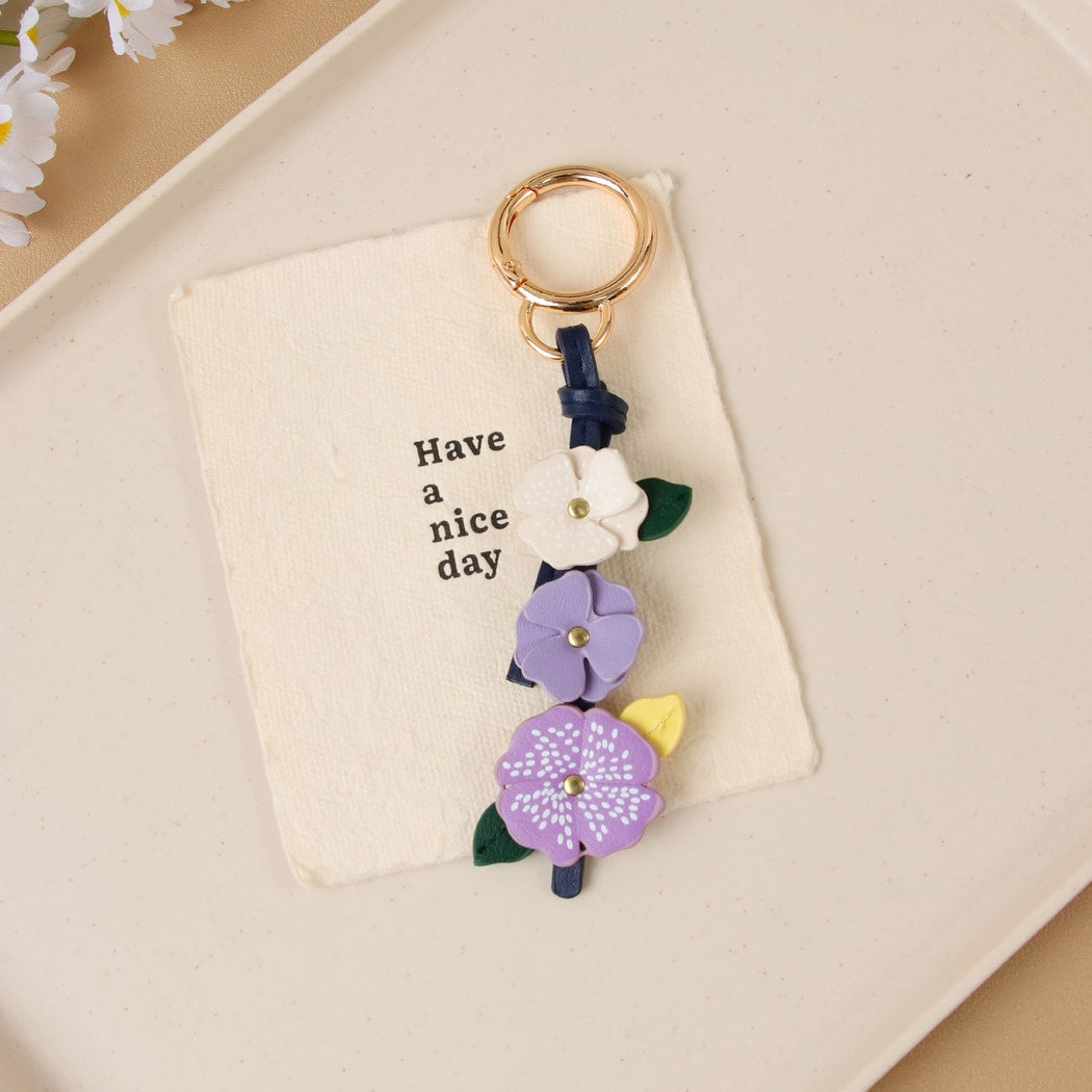 Keypus - Sweet Floral PU Bag Charm Keychain
