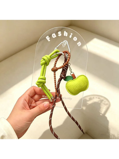 Keypus - Apple Faux Leather Woven Cord Alloy Keychain
