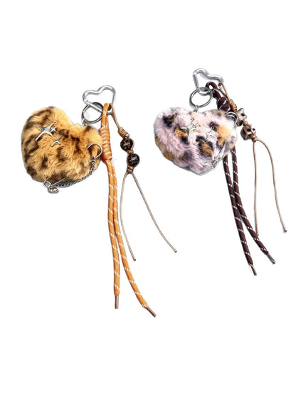 Keypus - Y2K Plush Heart Star Detail Bag Charm Keychain