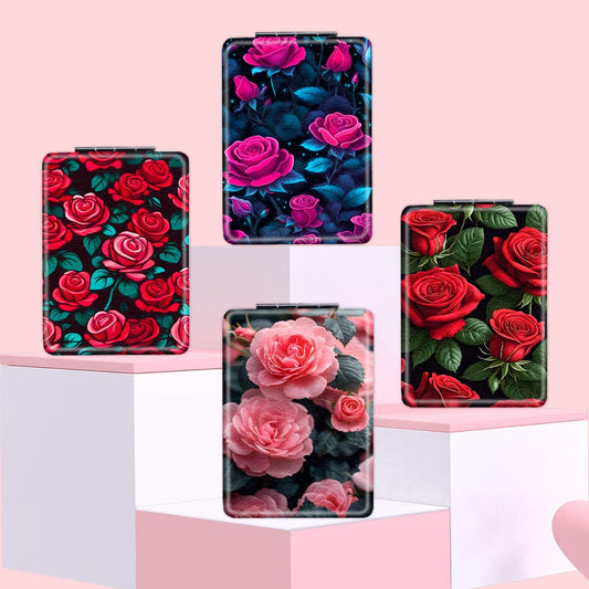 Mirroray - Rose Print Foldable Handheld Makeup Mirror