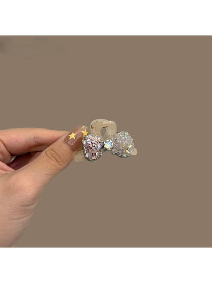 Beau - Sparkly Bow Plastic Side Hair Claw Clip