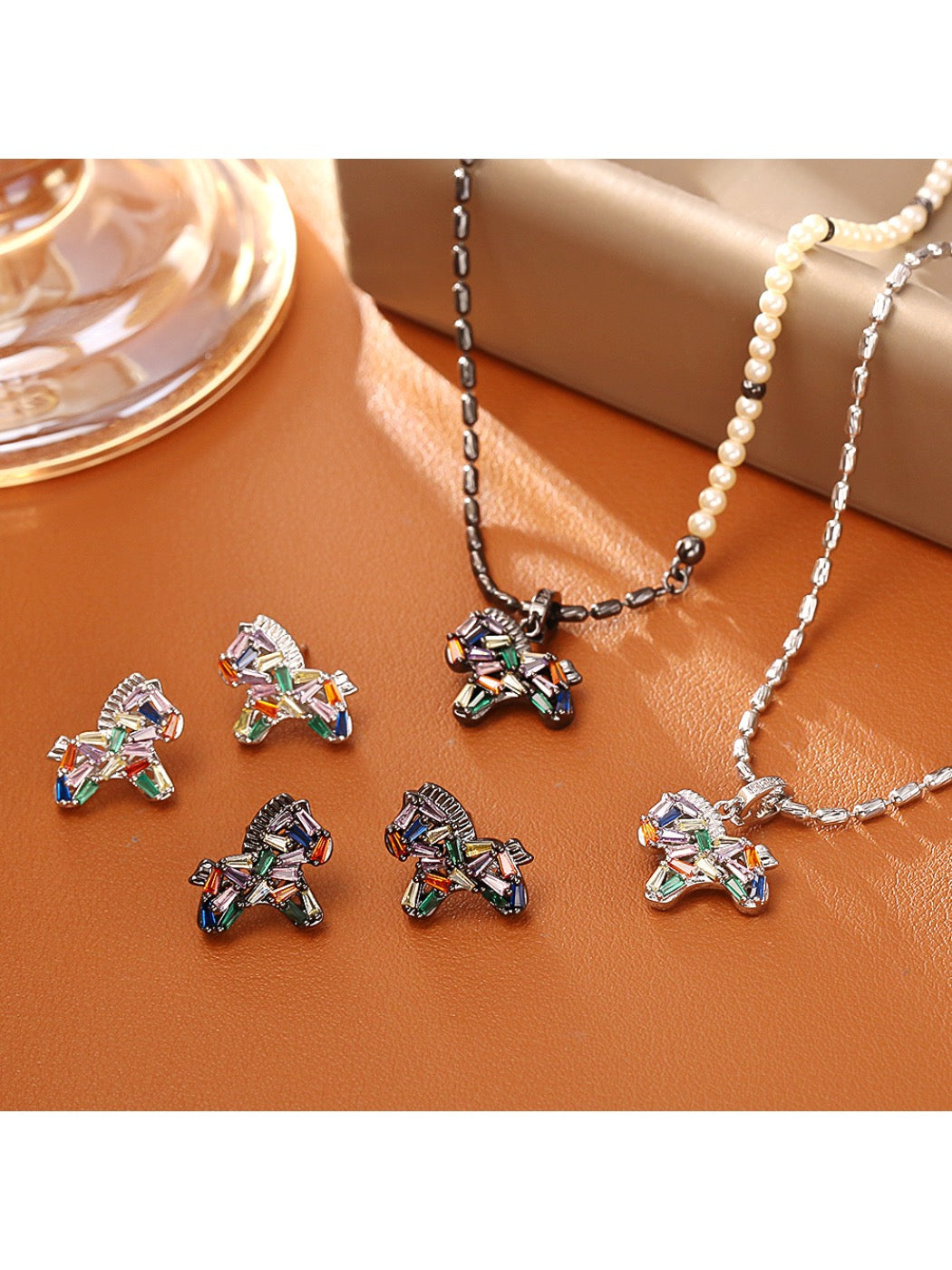 Earedge - Colorful Pony Earrings and Necklace